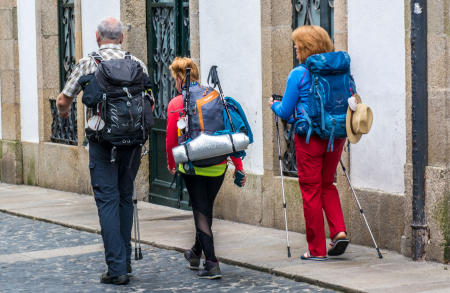 Pilgrims arriving from the Camino