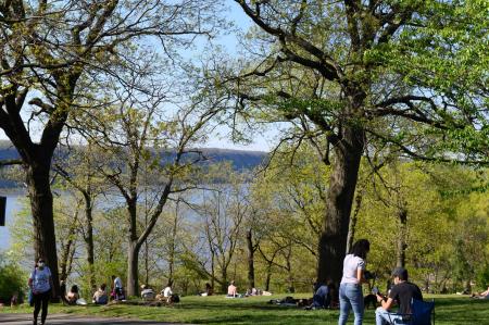 early spring, Overlooking the Hudson River. Ft. Tryon Park. 