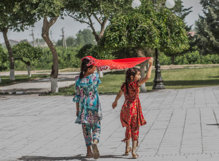 young girls, Bukhara, Uzbekistan
