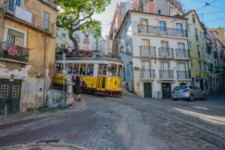 Tram Car, Lisbon,, Portugal
