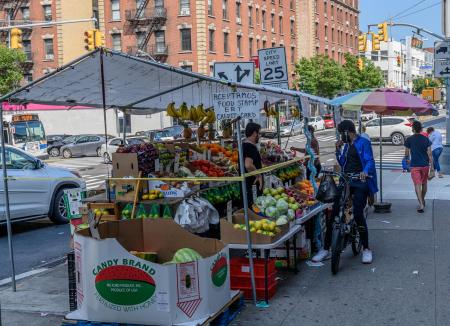 Street vendor, 181st Street, fruit and vegabile street vendor.
, The Heights